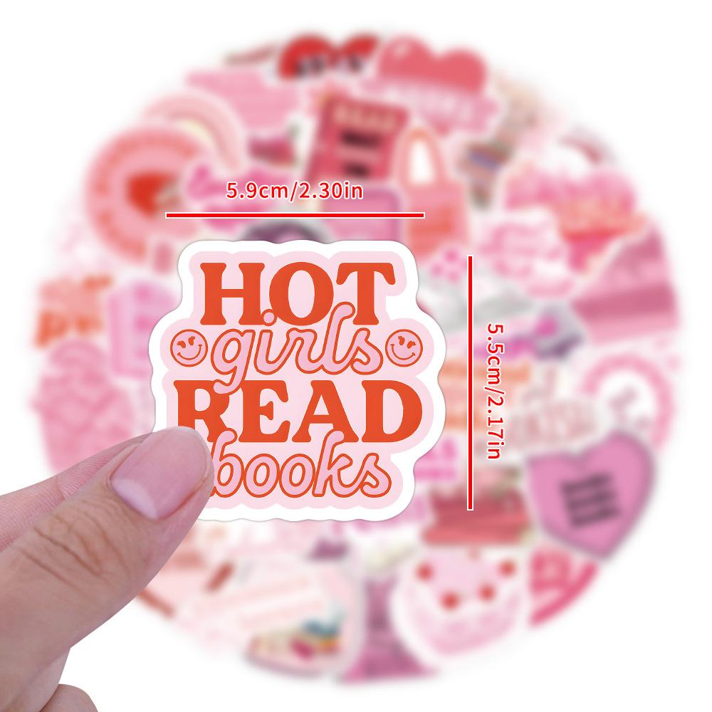 60 New Pink Bookish Graffiti Stickers Decorate Notebook Suitcase Stickers
