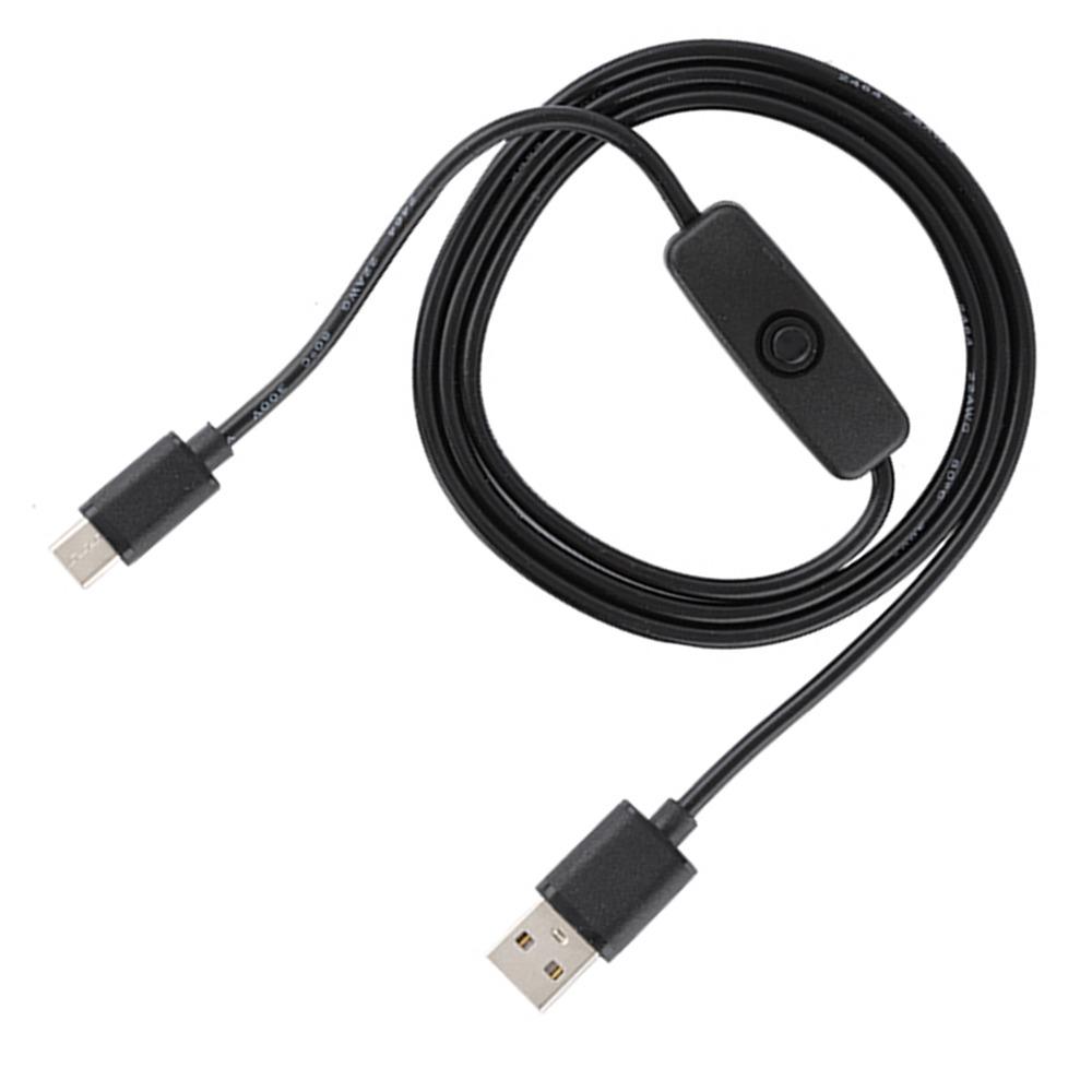 Durable 5V 3A Type C to USB Charging cable 1M / 3.3ft Power Button Switch Type C Cable Power Cord for Raspberry Pi 4B