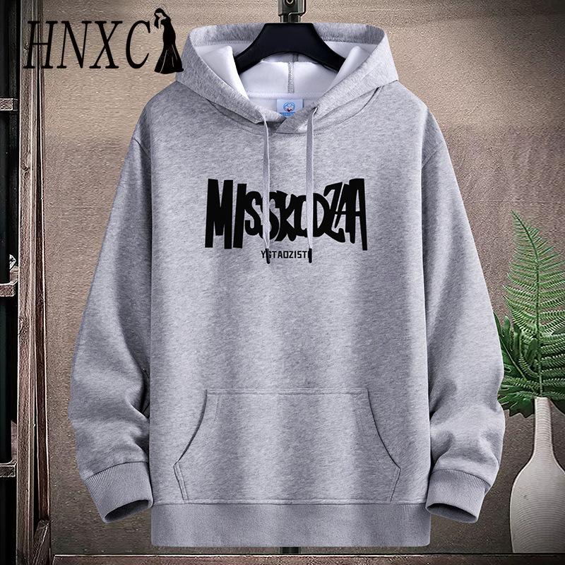 

Мужская мода HNXC, повседневные однотонные толстовки с капюшоном и длинным рукавом с принтом XXXXXL серый