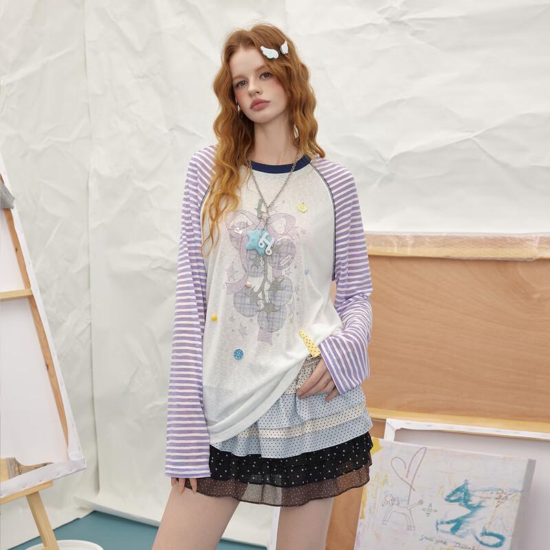 UNIFREE WUWUWU Collaboration Cartoon Color-Block T-Shirt S