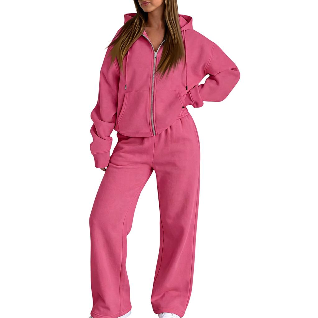 Women's Casual Sweatshirt Jacket Set Comfortable Loungewear for Fall Winter