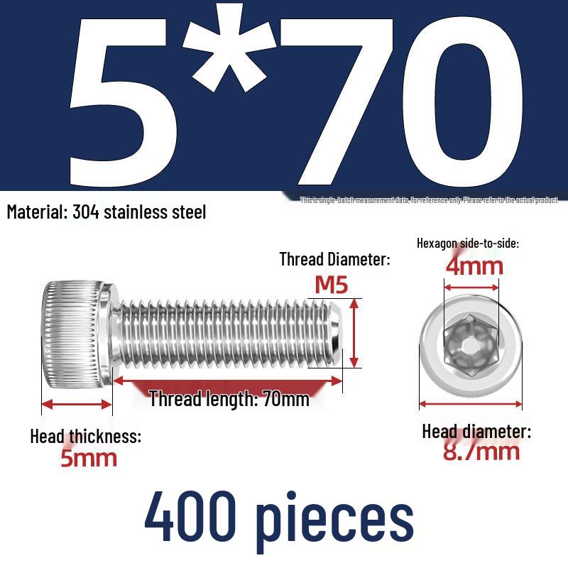 304 Stainless Steel Hex Socket Head Cap Screws, M2-M10, Extended Length