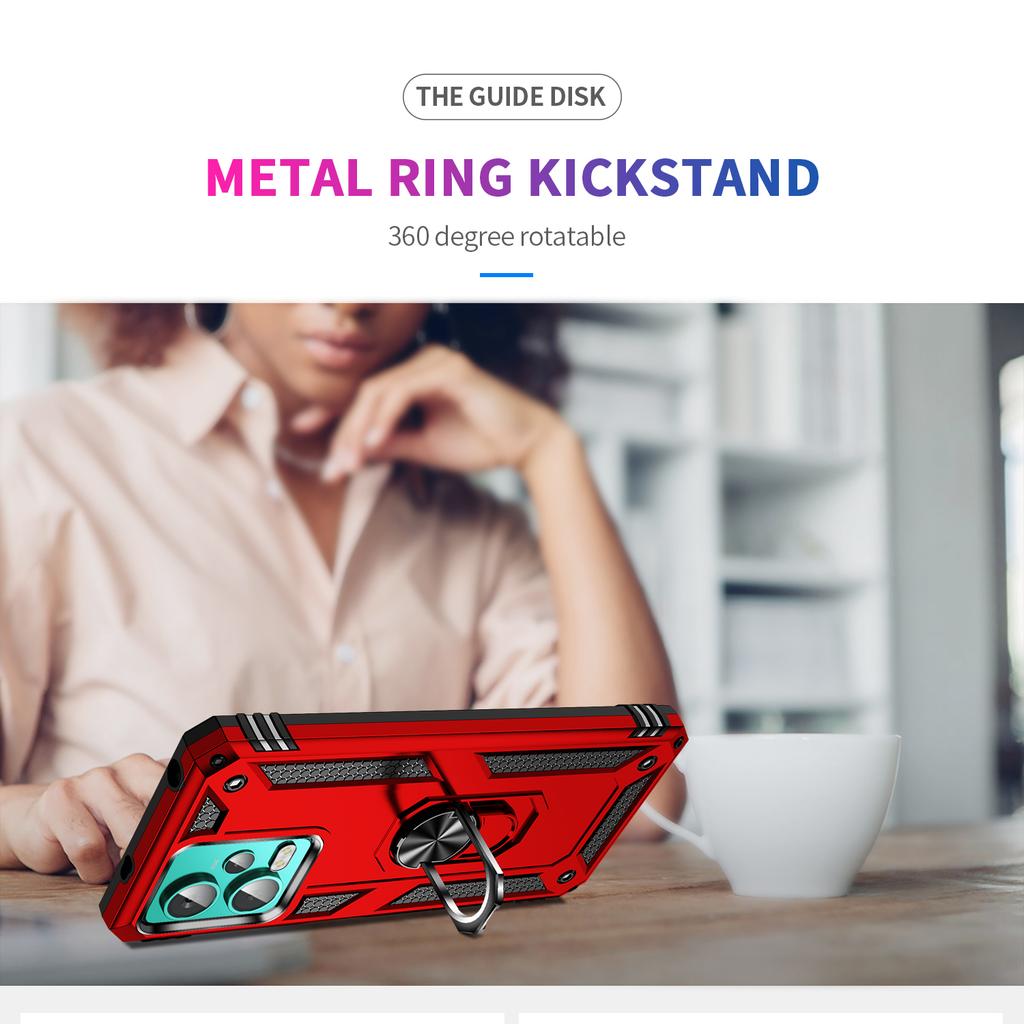 For Xiaomi Redmi Note 12 4G Kickstand Phone Case PC+TPU Cover with Built-in Magnetic Holder Metal Sheet