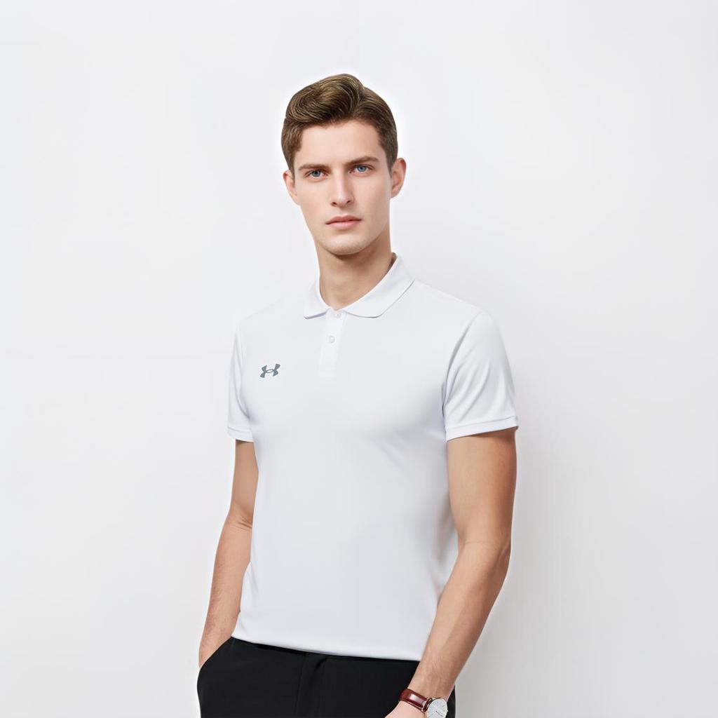 Under Armour Polo a Maniche Corte Tinta Unita Traspirante Taglio Dritto Uomo top Bianco 23500507-100