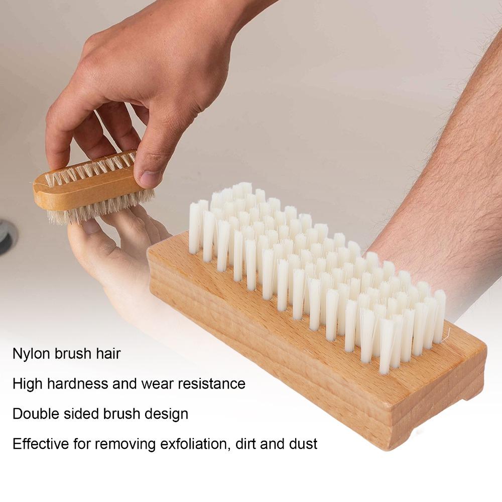Nylon Bristles Wooden Manicure Brush Double Sided Design Cuticle Cleaning Brush  Nail Gap Cleaning