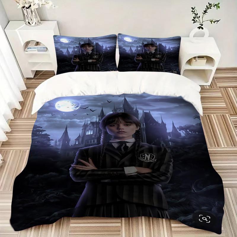 3pcs Wednesday Addams Comforter Set - Four Seasons Home High,Machine Washable Bedspread with Pillowcases (No Filling) yy250909012