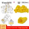 RJ45 Boot 50-Piece Set: Gold-Plated CAT6 Crystal Head & Network Cable Rubber Boots - 100 Pieces Total