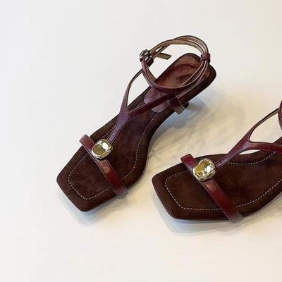 Neue Damen High Heels Sandalen Eckige Zehenpartie Absatzschuhe Sommer Hausschuhe 2025 Designer Party Sexy Kleiderschuhe Damen Pumps Zapatillas