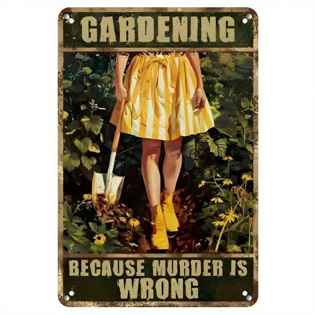 Webeedy Funny Garden Quote Metal Sign Vintage Rustic Outdoor Wall Decor Humorous Yard Art Retro Weathered Hanging Decoration