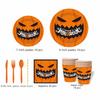Pumpkin Pattern Disposable Plate Cup Set Decorative Disposable Utensils Set  Home
