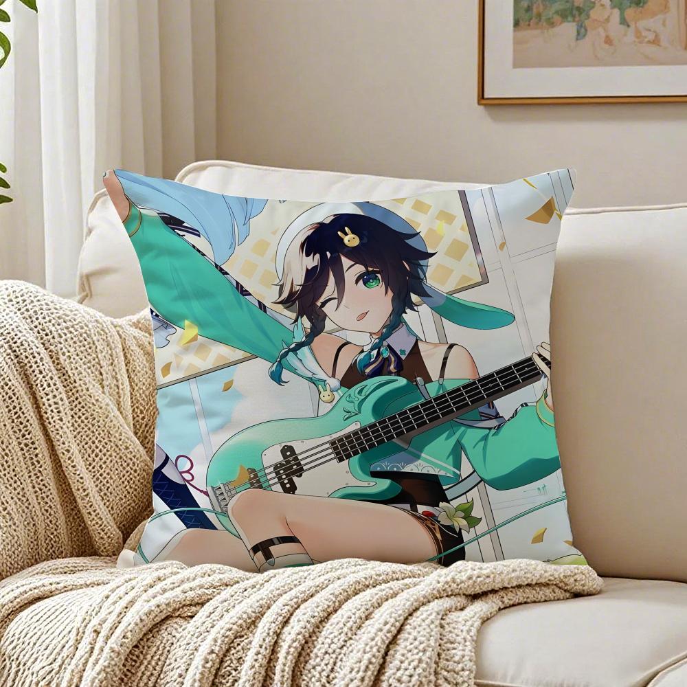 Popular Genshin Impact Venti Pillow Cushion Cover Pillowcase Anti-Dustmite Living Room Sofa Decor Cushion Room