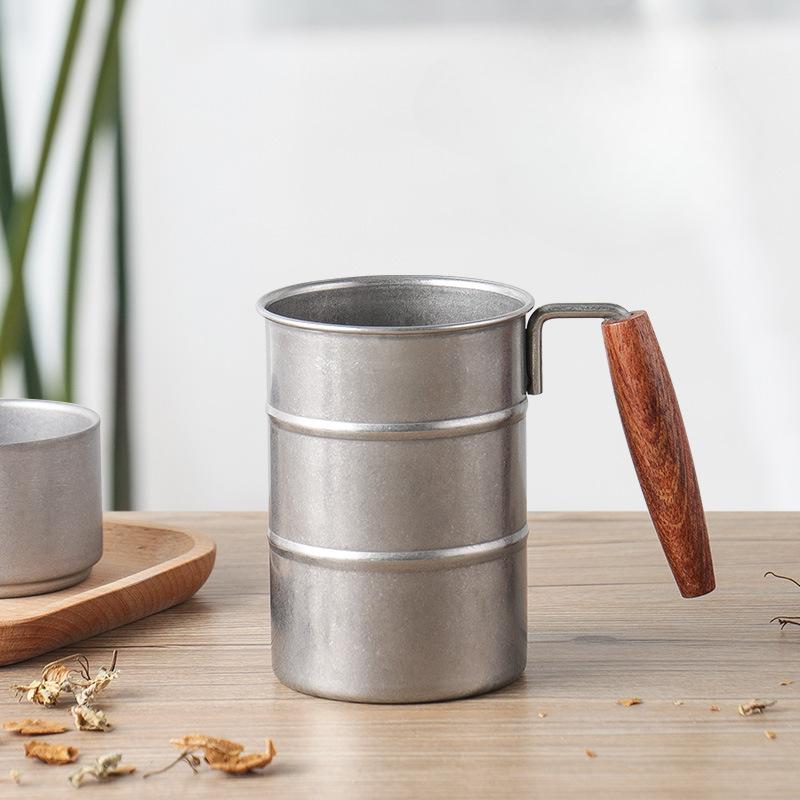 Stainless Steel Outdoor Camping Mug Portable Foldable Handle Retro Beer Cups Coffee Water Cup Picnic Travel Drinkware Tumbler