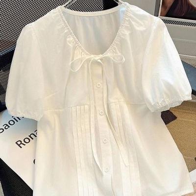 2026 Sweet Summer Plus Size Chiffon Pleated Shirt for Women