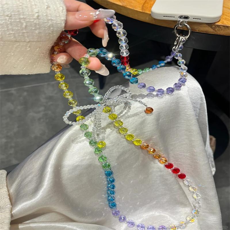 Laccetto per Telefono a Forma di Farfalla con Cristalli Arcobaleno e Cordino in PVC per Donna e Uomo