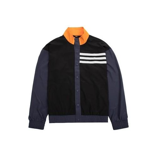 adidas Men s Black Striped Colorblock Knit Track Jacket with Stand Collar L чёрный