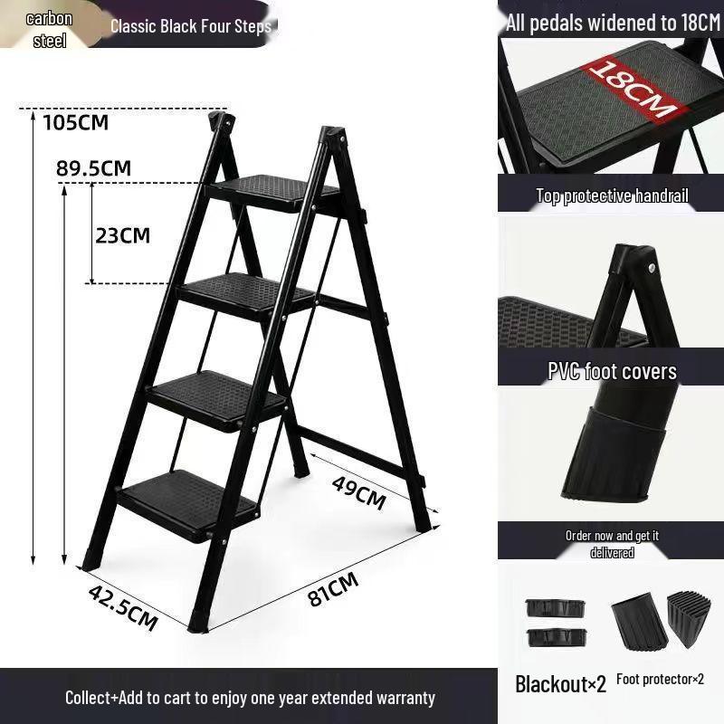 Multifunctional Carbon Steel Folding A-Frame Ladder for Indoor Use