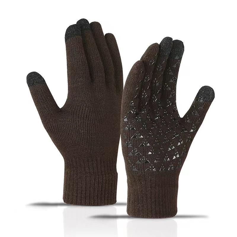 Touch screen knitted thermal gloves, enlarged velvet, non-slip and cold-proof