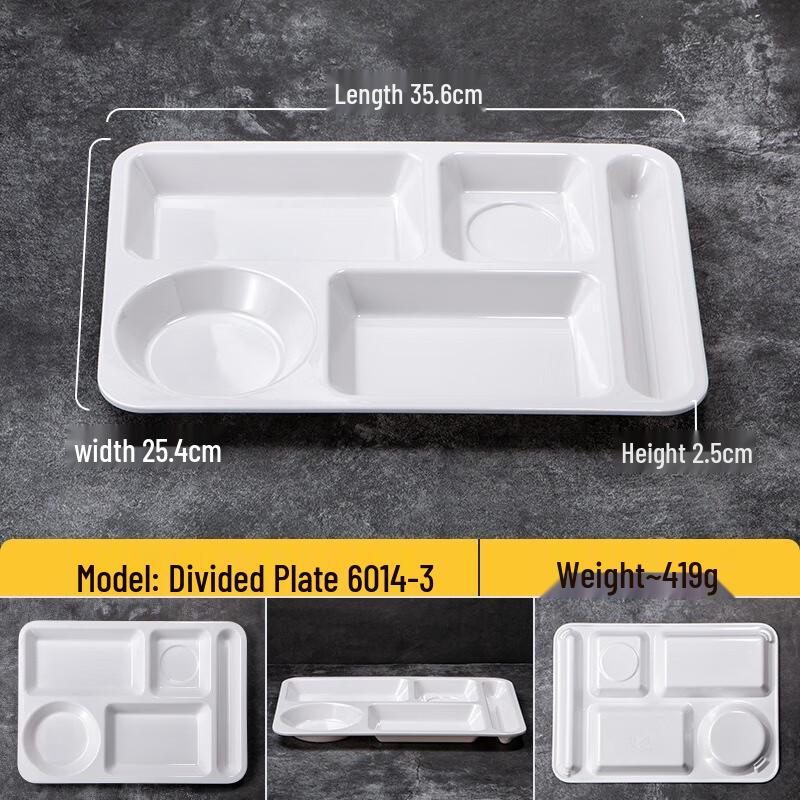 JINMEILI Melamine 5-Compartment Divided Dinner Plate