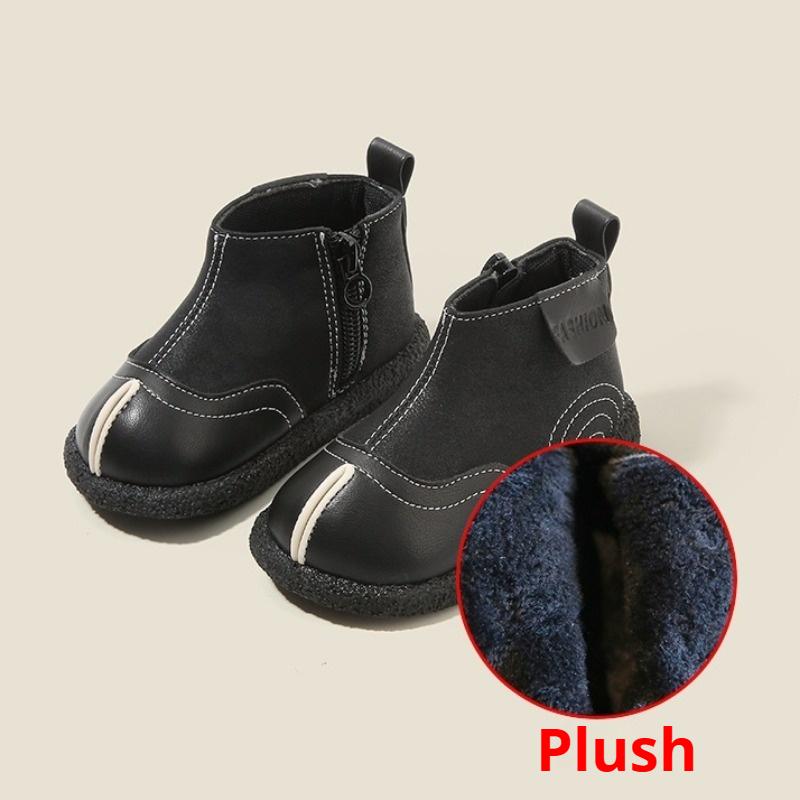 Kinder Lederstiefel Baby Kleinkind Schuhe Jungen Kurze Stiefel Mädchen Rutschfeste Baumwollschuhe