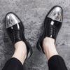 Men’s Derby Retro Black Gold Silver Leather Oxfords Dress Shoes Formal Office Business Shoes Tuxedo Wedding Shoes Plus Size