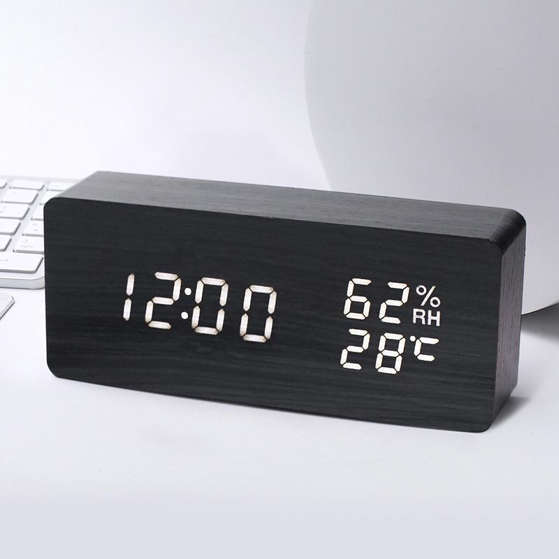 Minimalist LED Wooden Clock: Smart USB-Powered Alarm & Digital Display for Bedside or Desk.