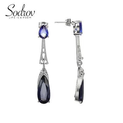 Fashion Earrings For Women Blue Stone Long Earrings