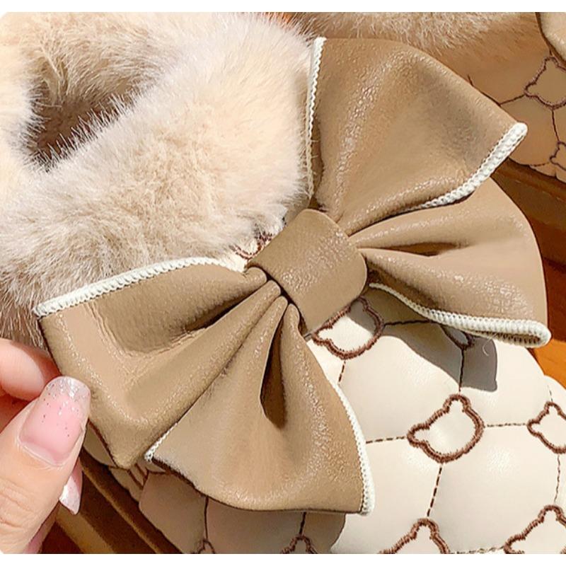 Winter Damen Schneestiefel süße Schleife Baumwollschuhe wasserdichte Daunen kurze Lauf Stiefeletten