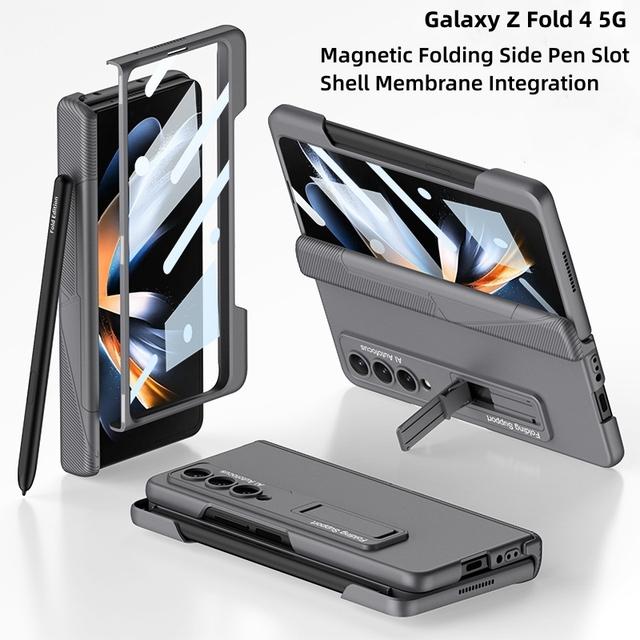 

Чехол для Samsung Galaxy Z Fold 4 5g с подставкой и слотом для ручки, встроенная защитная пленка для экрана для Galaxy Z Fold 4, чехол серый
