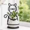 PLA Flower Pots Cat Pot Holder, Multifunctional Desktop Vase Pen Organizer for Rust-resistant Holder Small Plants, Minimalist Stand with Pots,