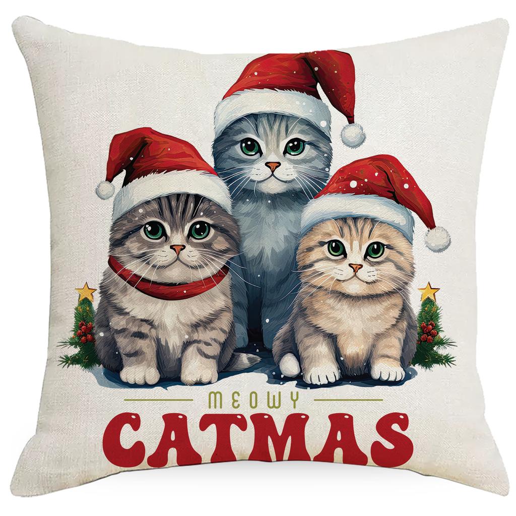 Christmas Cat Pillowcase Sofa Decoration Pillowcase Nordic Simple Modern Christmas Day