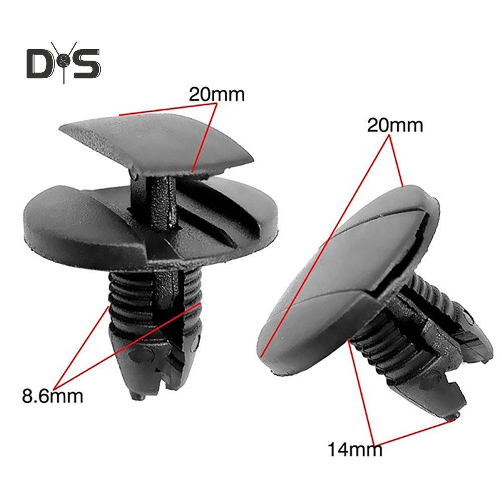 DYS Auto Shop 50 Stück Auto-Push-Typ-Nieten-Stoßstangen-Kotflügel-feste Klemmbefestigung für Peugeot Citroen