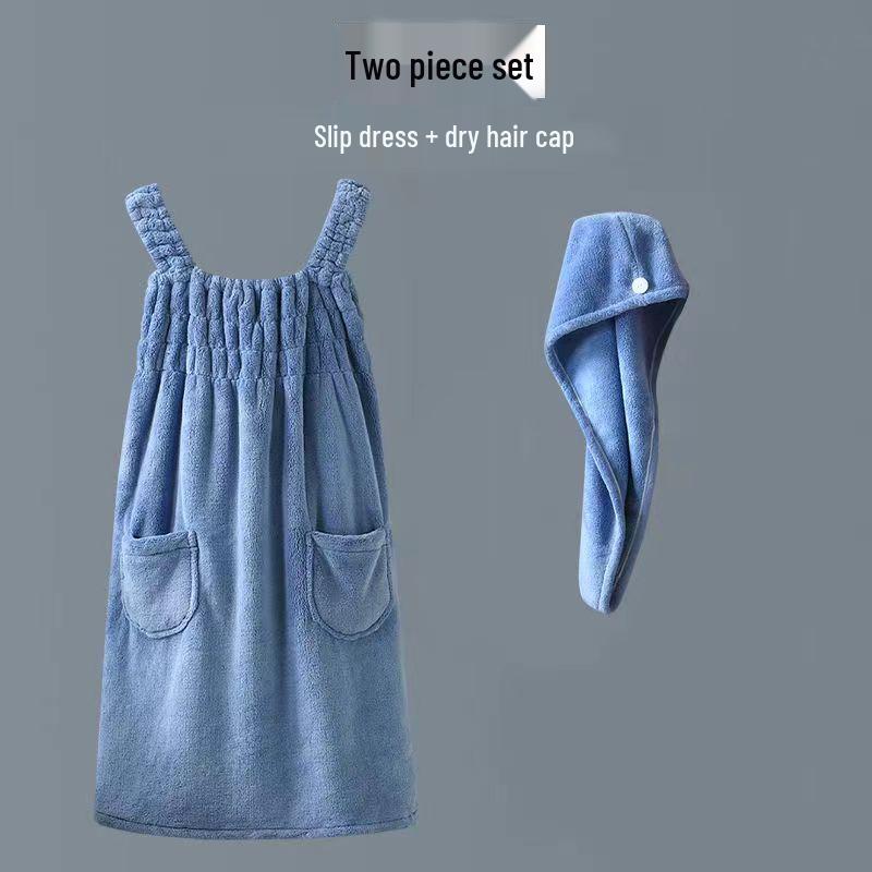 Women's Wrapable Cotton Bath Towel - Quick-Drying, Absorbent, Wearable Skirt with Pocket (2024 Summer Edition)