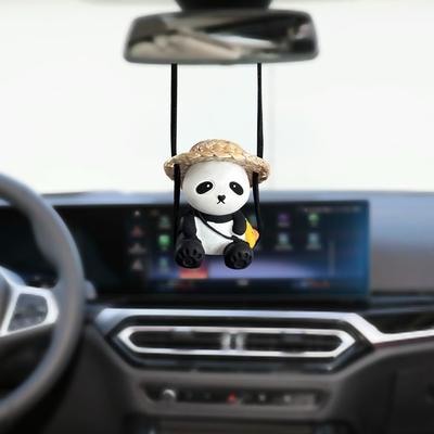 Swing Doll Panda Car Pendant Decoraction Ornaments Car Hanging Ornament Gypsum Cute Rearview Mirror Hanging Car Decor
