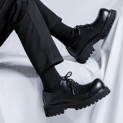 Mens Casual Leather Derby Shoes Men's Thick Sole Big Toe Trendy Shoes Men Lace-up Heightened Shoe #1028-R