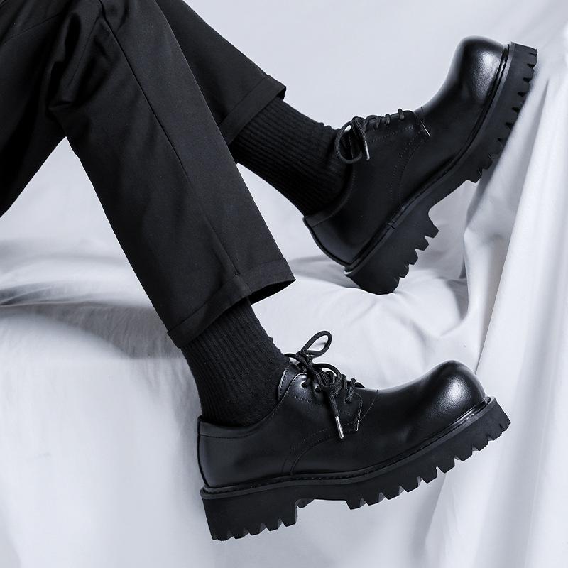 Derby Shoes Men's Shoes Big Head Shoes Casual Leather Shoes Autumn and Winter New Platform Casual Leather Shoes Versatile High Street 1028-R