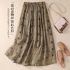 Summer Women's Clothing Printed Skirt Elastic Waist Casual and Thin Meat Floral Pocket High Waist A-word Skirt Tide