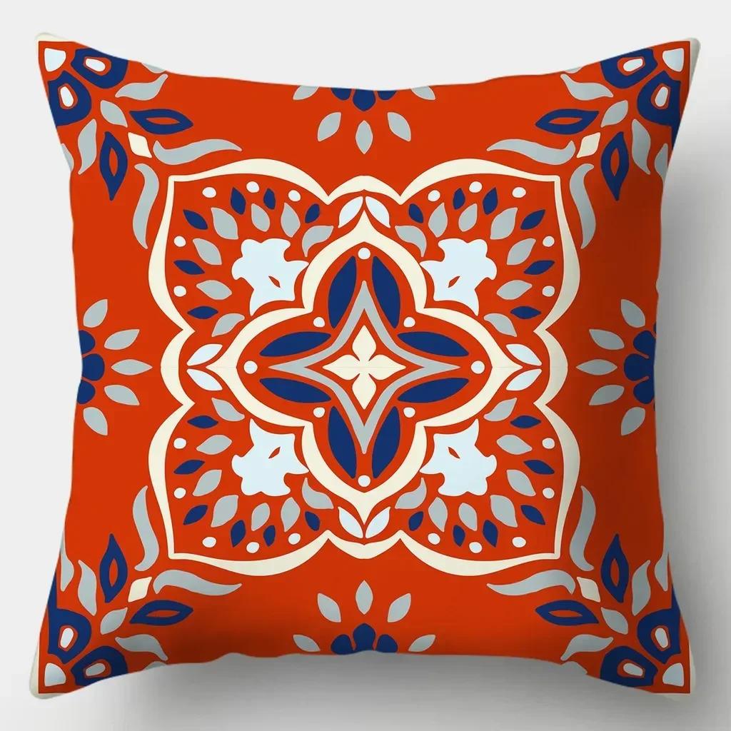Fashion Retro Art Boho Style Pattern Printed Soft Square Pillowslip Polyester Cushion Cover Pillowcase Living Room Home Decor