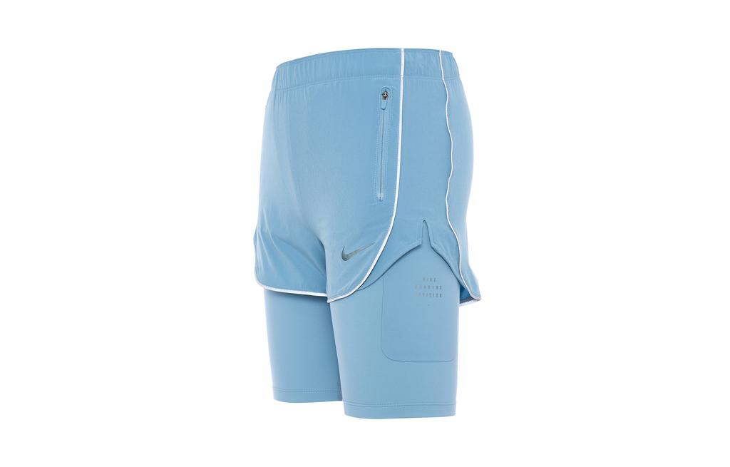 Nike Women'ss Logo Print Zip-Up Shorts Blue DQ5936-424
