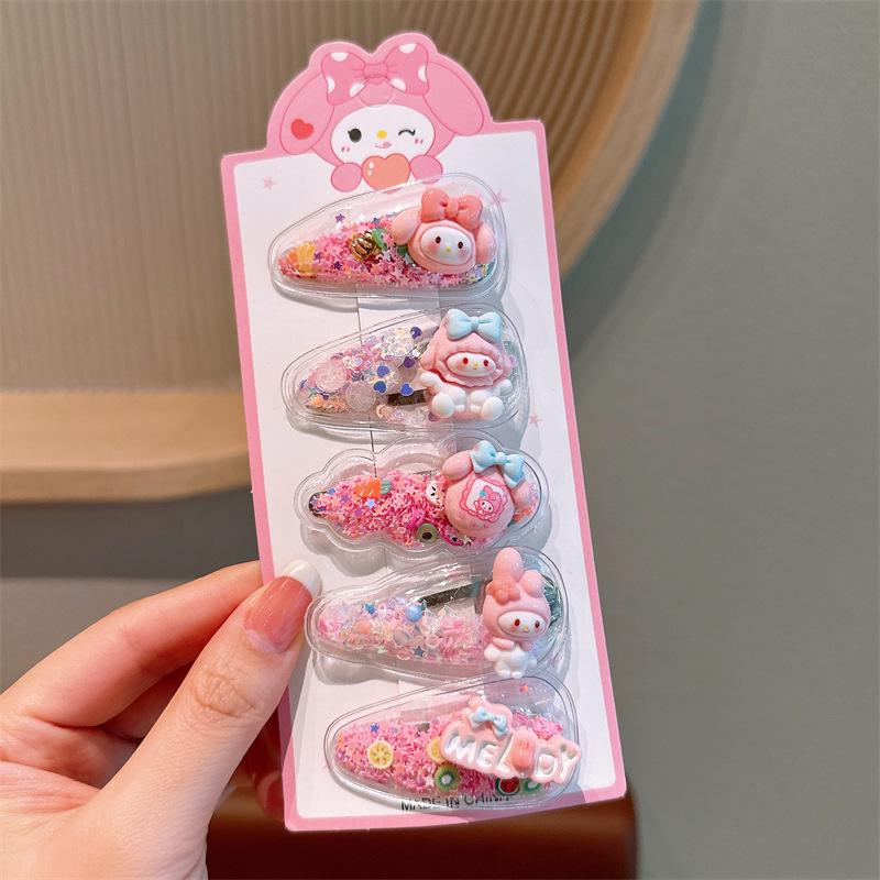 Kuromi Sanrio Girl's Flowing Sofa Bangs Hair Clips - Kid-Friendly and Sweet Design