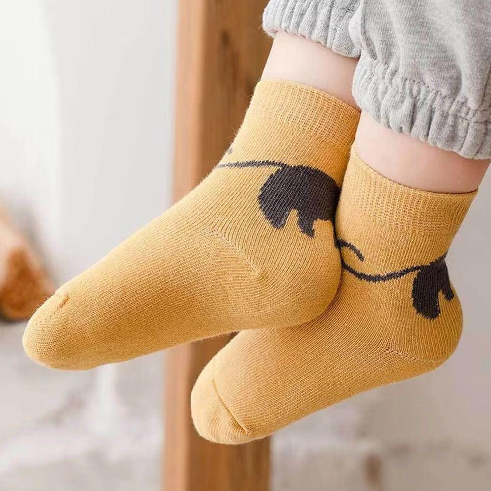 5 Pairs Comfortable Toddler Baby Mid-Calf Socks Cat Design Children's Socks  for Boys and Girls