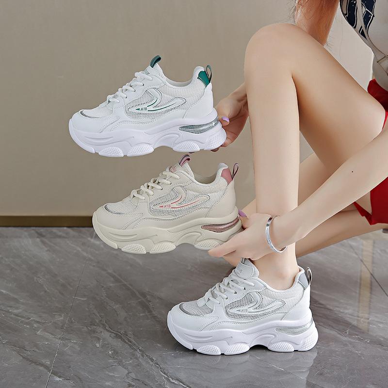 Inner heightening dad shoes women's small man 2025 summer mesh breathable little white shoes platform casual shoes sports shoes