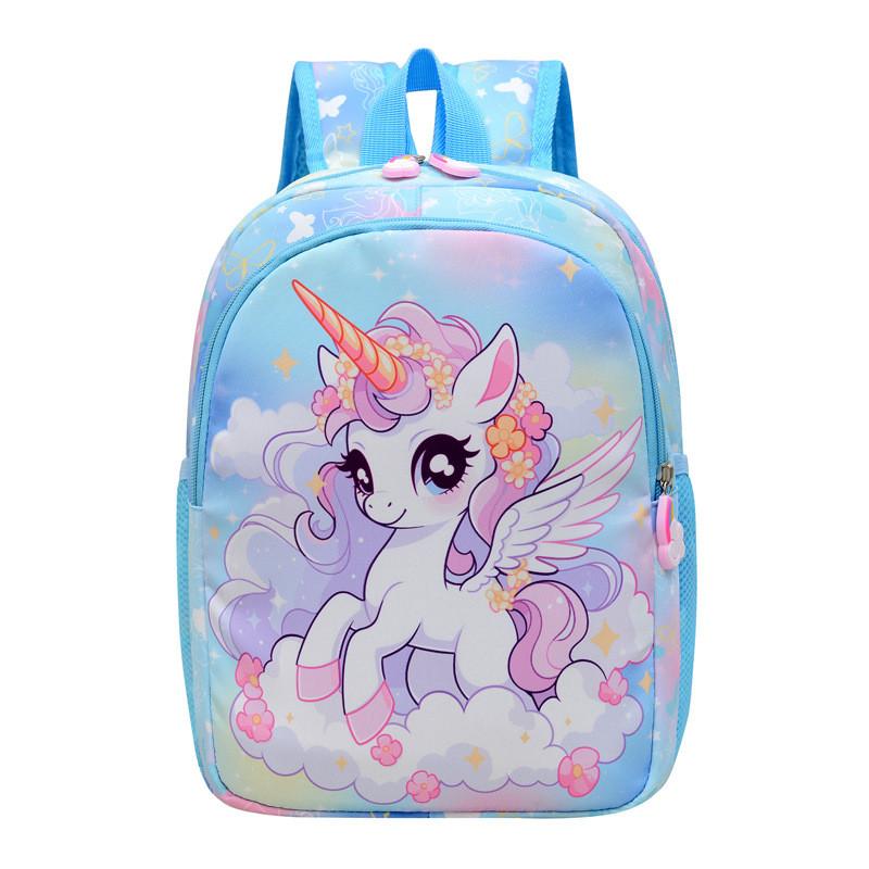 Cute Unicorn Pattern Lightweight Nylon School Backpack For Girls In Bright Colors