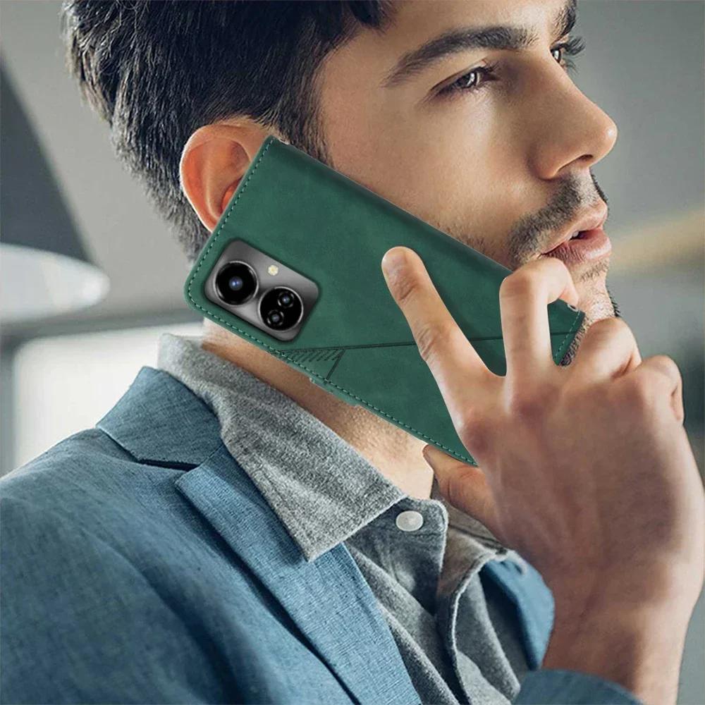 Geometric Leather Flip Wallet Case For Tecno Camon 30 Spark Go 1 30C 20C 20 Pro Pova 6 5 Neo 3 POP 9 Book Cover Card Holder