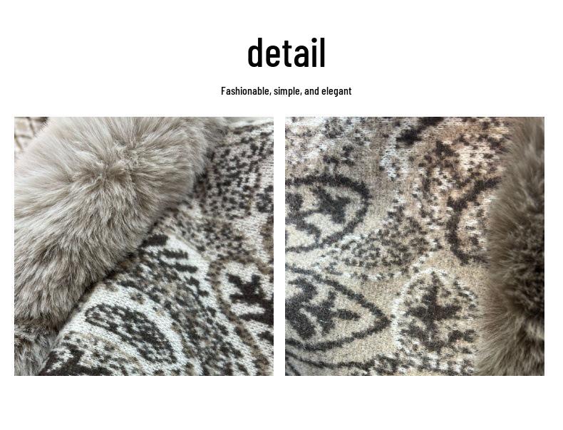European & American Fall/Winter Faux Mink Fur Hooded Shawl Cape Woolen Cardigan for Women Plus Size