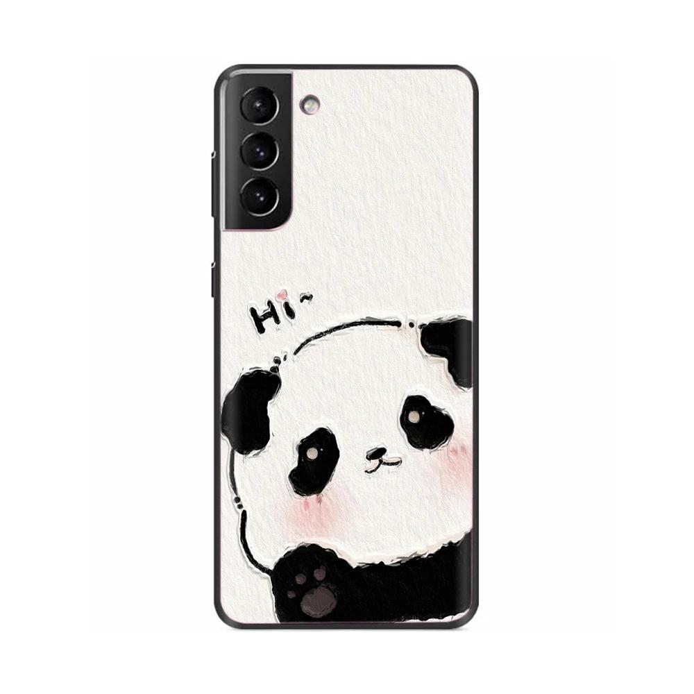 For Samsung S22 Ultra Phone Case Cute Panda Funda For Samsung Galaxy S22 Plus S 22 Ultra Cover Liquid Silicone Protective Coque