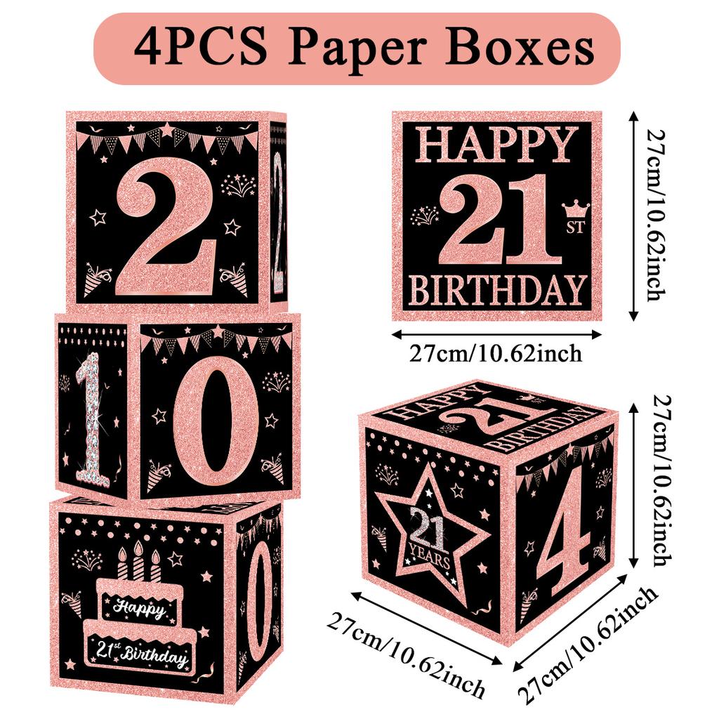 Black Pink Birthday Box 16 21 30 40 50 Year Birthday Party Decor Kids 30th 50th 60th Birthday Party Supplies Favors Anniversary