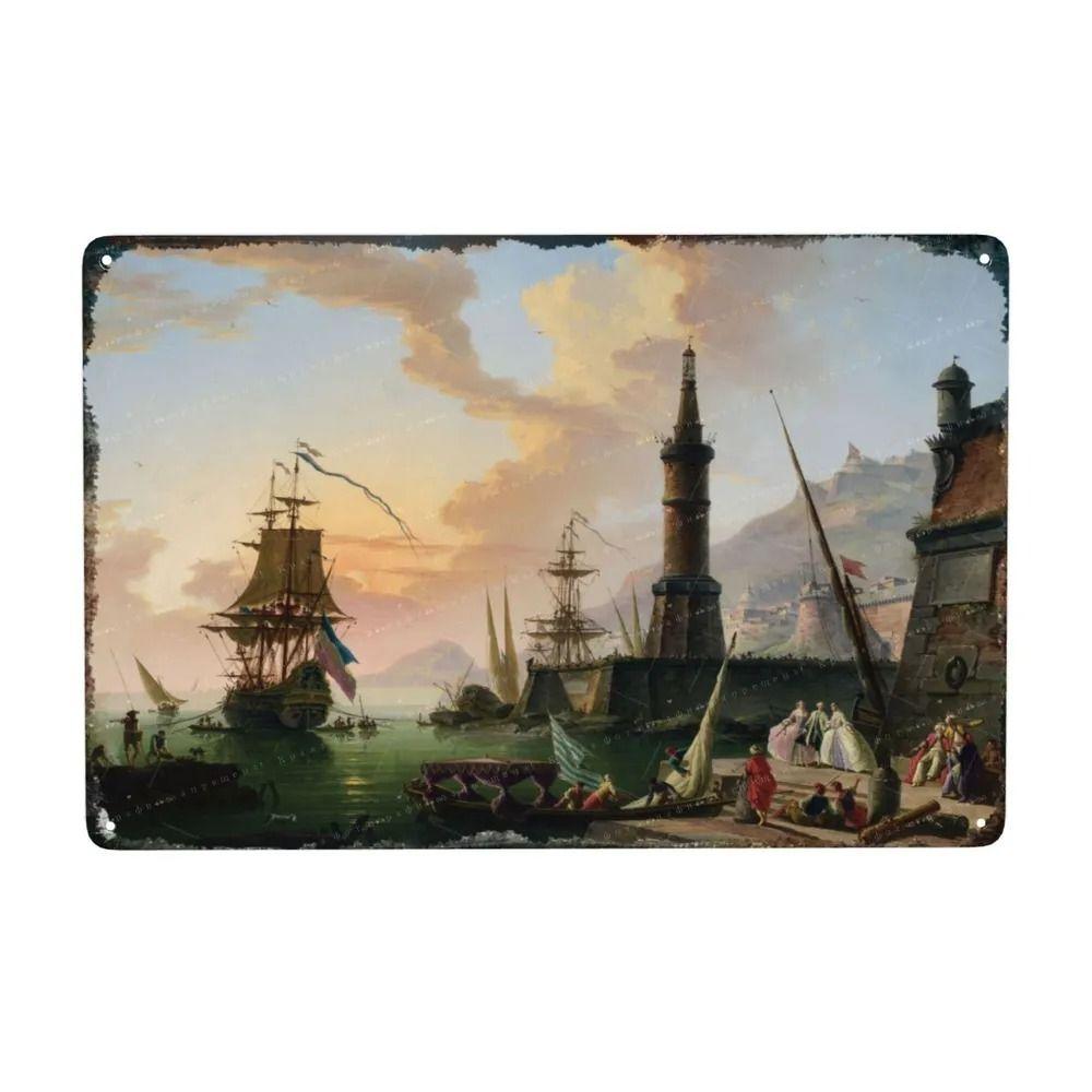 Oil Painting Style Retro Characters Landscapes Metal Tin Sign Wall Poster