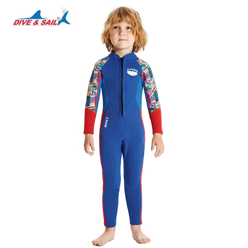 New Children's Warm Diving Suit 2.5MM One-piece Long Sleeved Thick Diving Suit Swimming Surfing Suit