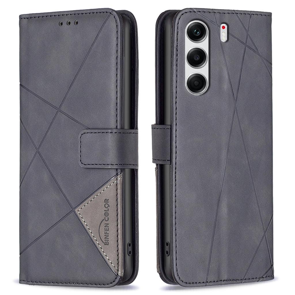BINFEN COLOR For TECNO Camon 40 Pro 4G Phone Case Wallet Stand Geometry Imprinted Leather Cover