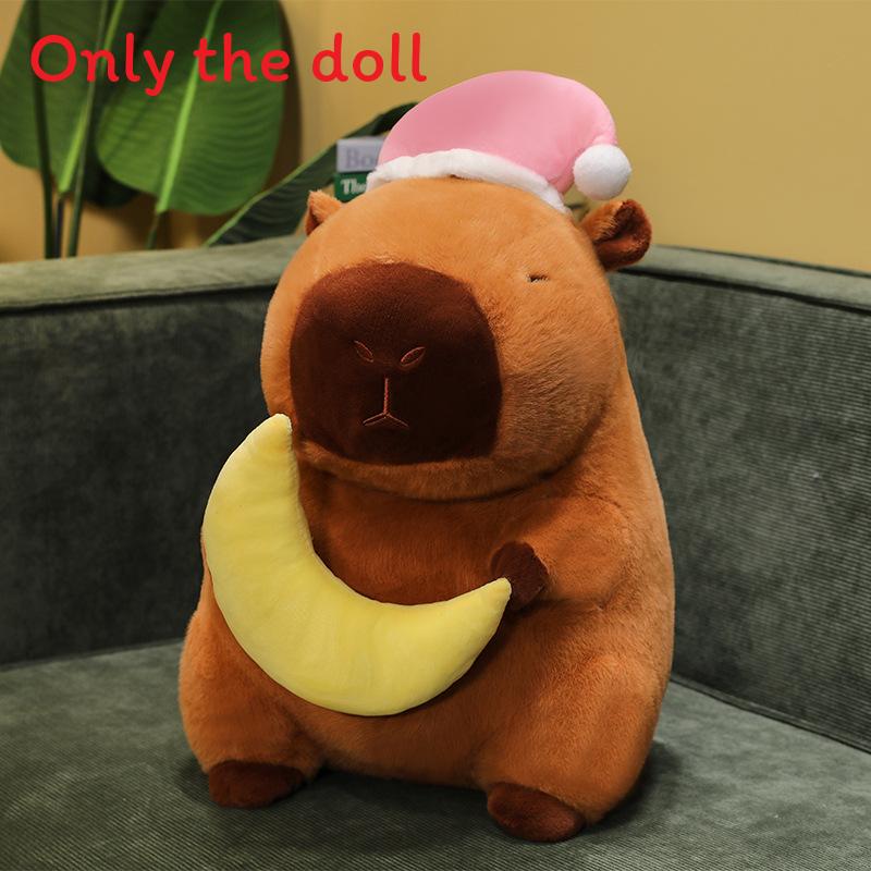 

Cute Star Moon Sleeping Hat Capybara Cartoon Plush Toy For Children Gift 30cm рожевий